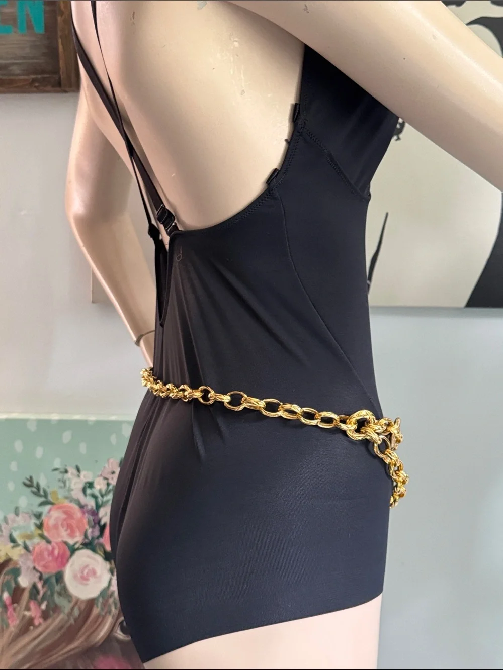 Vintage Gold Chain Link Belt with Gold Coin